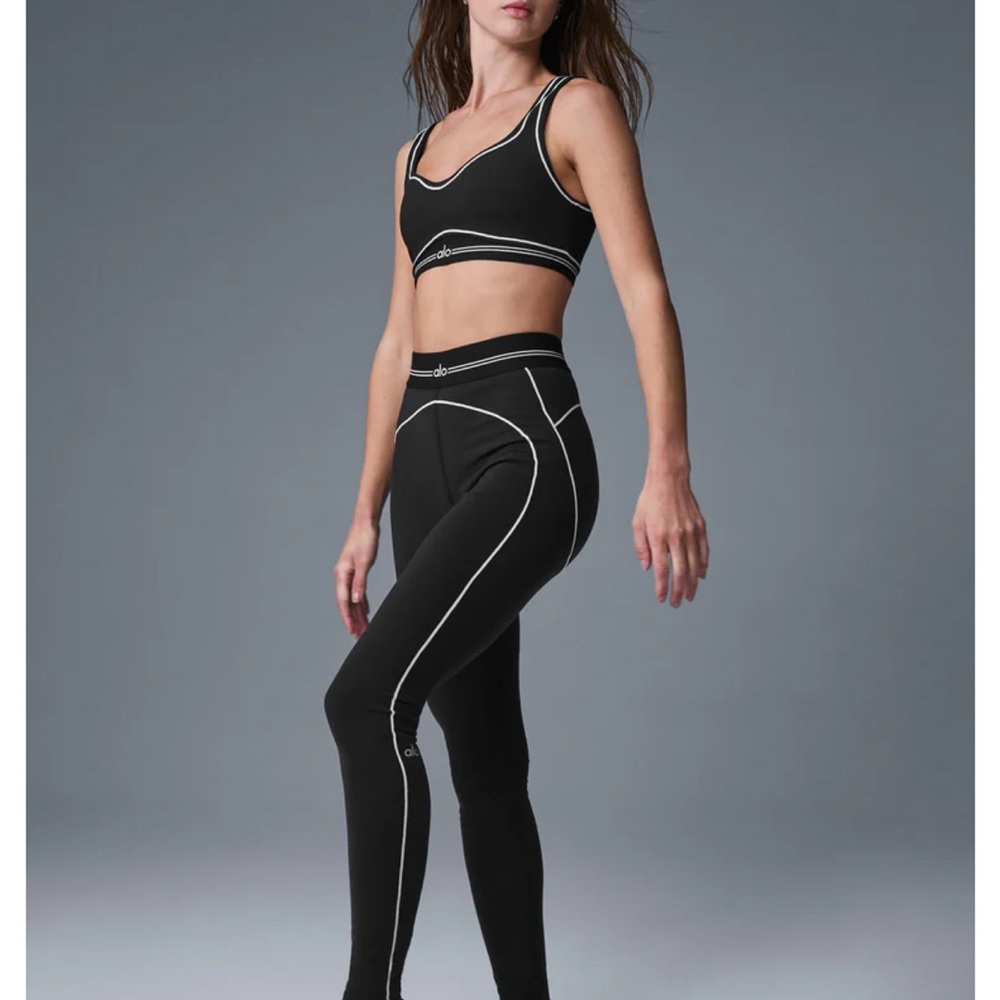 ALO Yoga Black Pants with White Accents